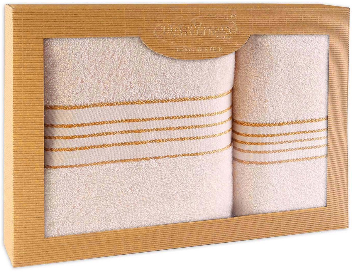 Darymex Premium - Handdoekenset - 2-delig (50x90 & 70x140) - 100% Katoen - Kleur Crème in Luxe Cadeaudoos