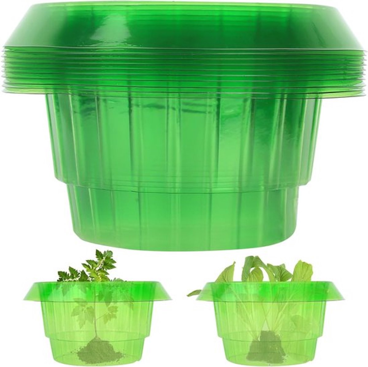Pack van 10 Slakkenhalsbanden, Slakkenbescherming, Slakkenhekken voor Tuinplanten, Herbruikbare Slakkenbarrière (Groen)
