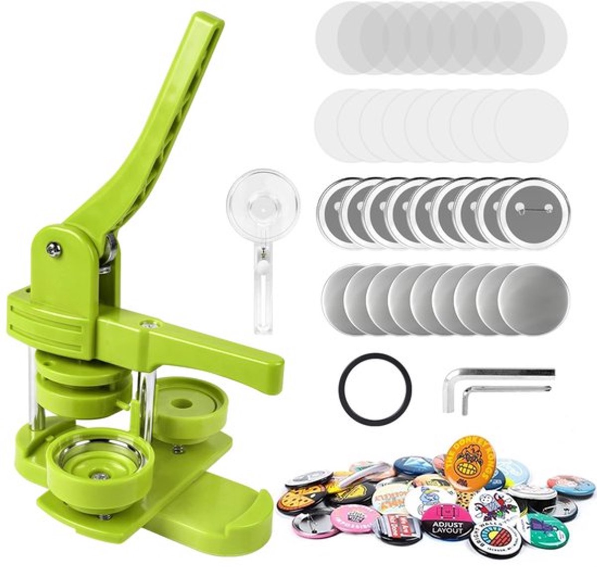 Knopenmachine 58 mm - Compleet set - Badge-maker - 120 pinnen - Cirkel snijder - Schokbestendig materiaal - Badgemaker