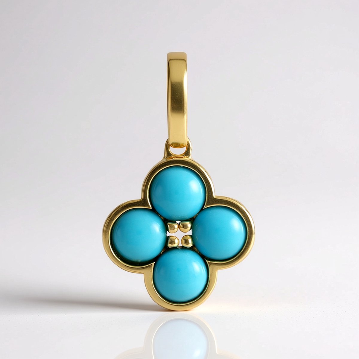 Cavill - Zilveren Hanger 925 Sterling Zilver - 18K Goud Verguld - Sleeping Beauty Turkoois 1,08 ct - Ronde Cabochon - Stijlvol Design