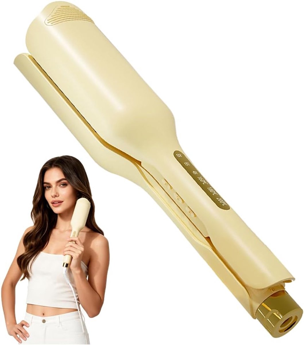 32 mm haargolfkruller, 2 krultangen voor dames met 3 instelbare temperaturen (160-200 °C), anti-verbrandingsgolfkruller met ingebouwde timer, strandkruller voor kort en lang haar