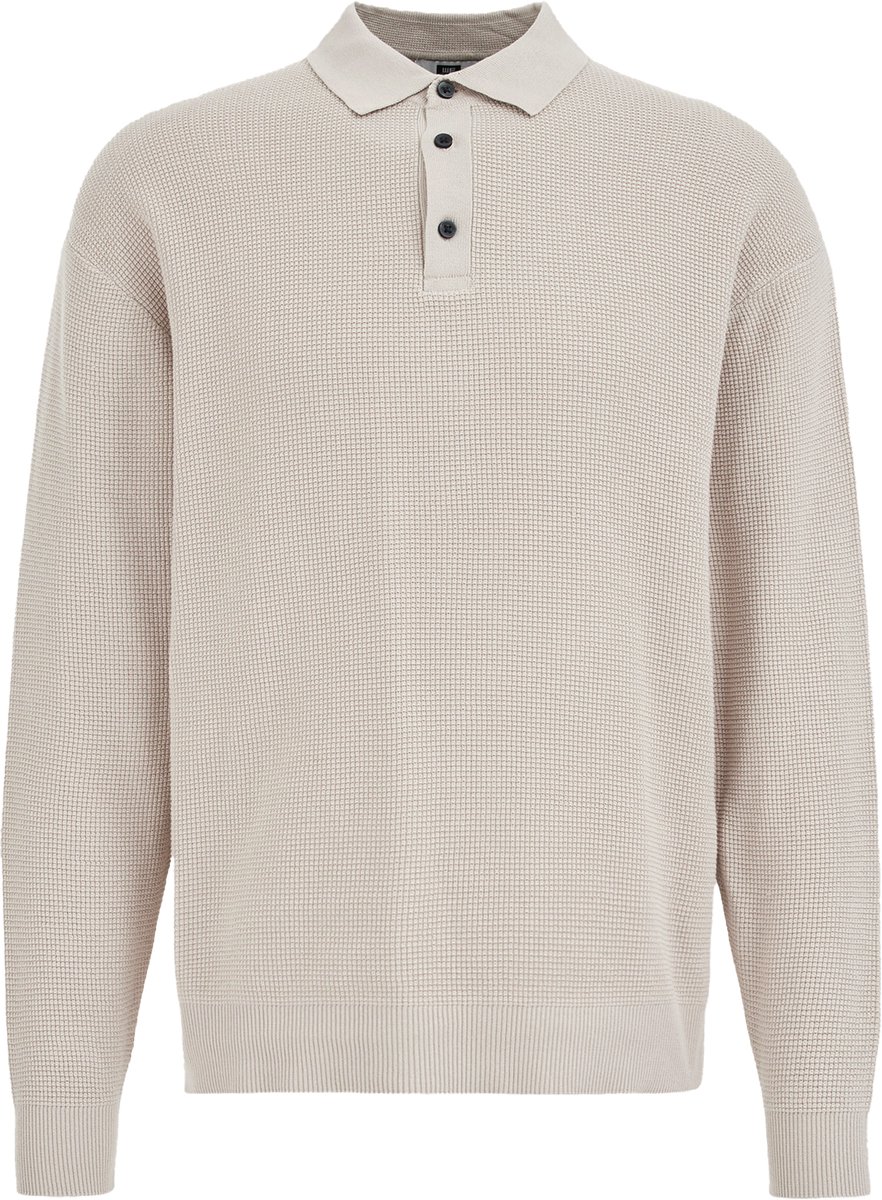 WE Fashion Heren regular fit gebreide polo met structuur