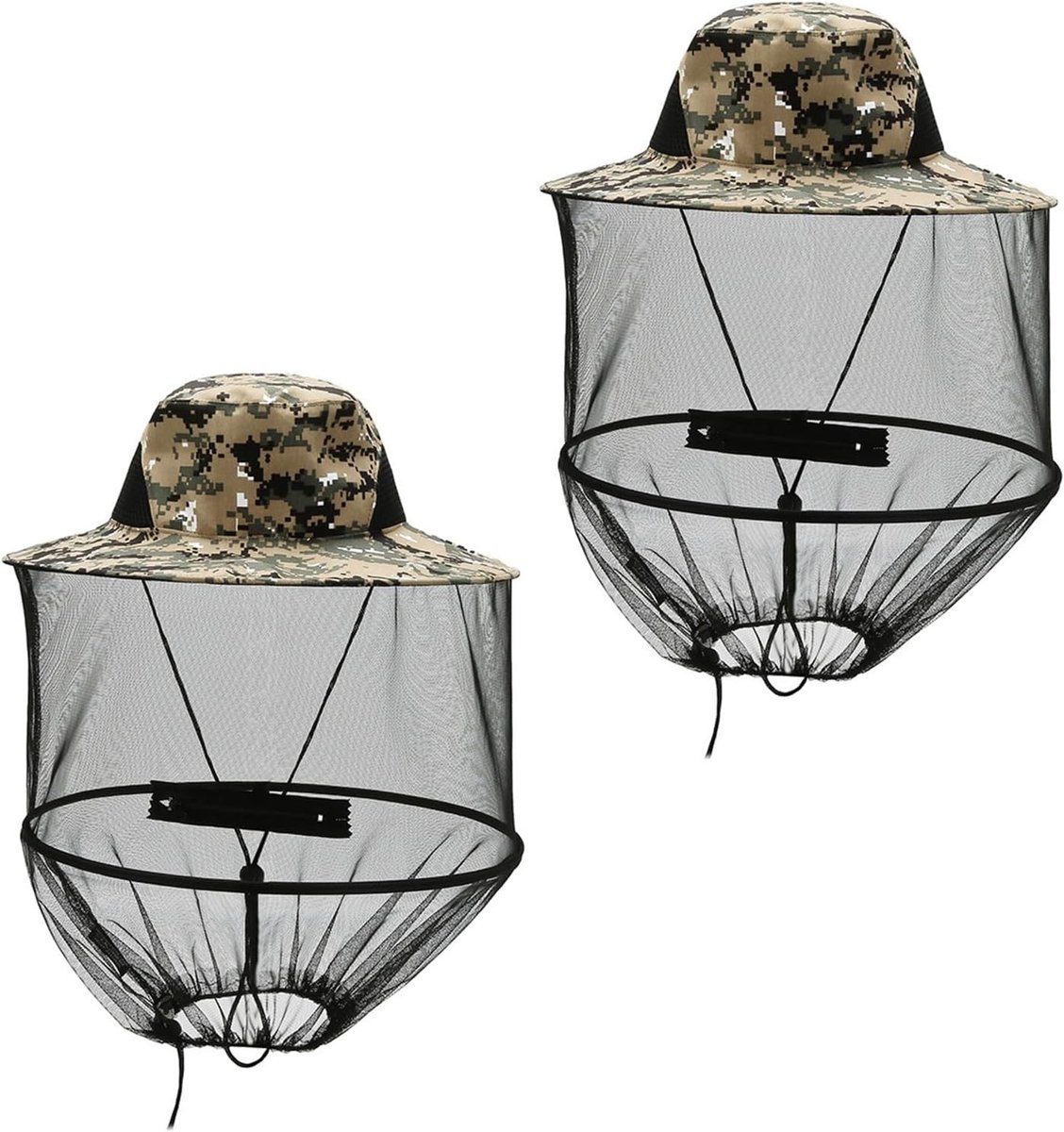 Muggenhoed - Insectenkap - Buitenactiviteiten - Fijne gaasbescherming - One Size - Grijs camouflage