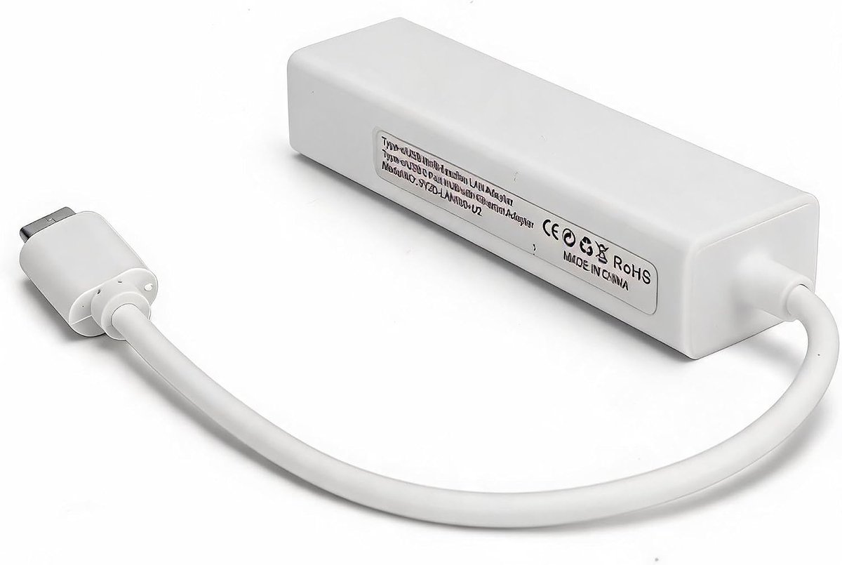SnelShoppen - USB C naar Ethernet Adapter, Type C naar USB 2.0 Netwerkadapter, USB RJ45 Converter, Type-C 100M Netwerkkaart Adapter, USB2.0 met Netwer