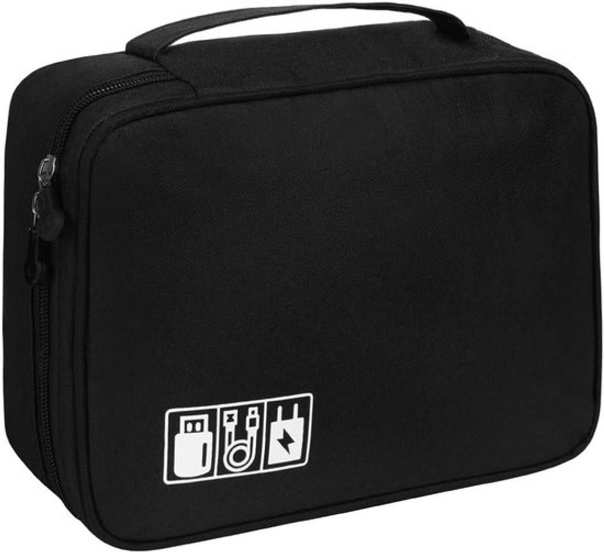 Draagbare Kabel Organizer voor Elektronica, Ruime Reisaccessoire voor iPad, Opladers en Cables, Zwart