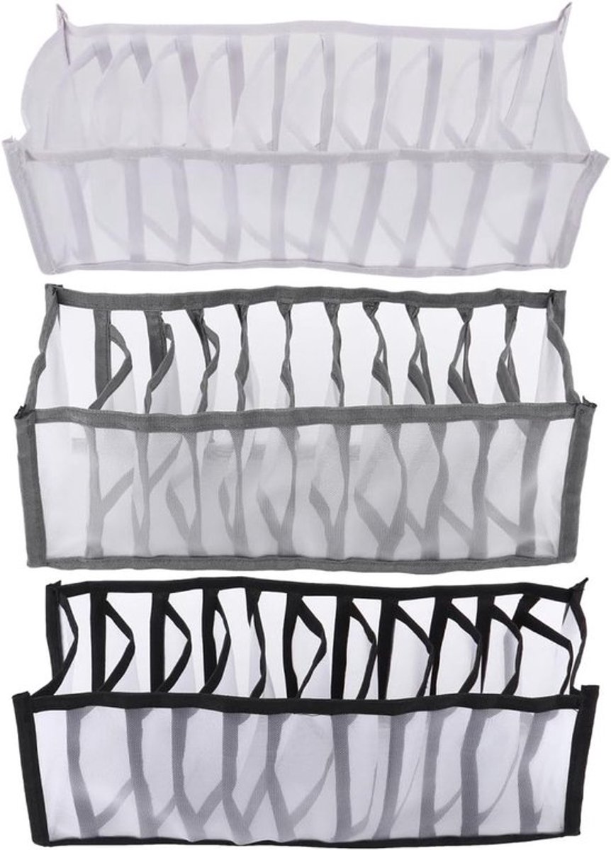 Set van 3 Stapelbare Plastic Opbergdozen voor Multi-Functionele Organisatie en Opslag van Huishoudelijke Voorwerpen