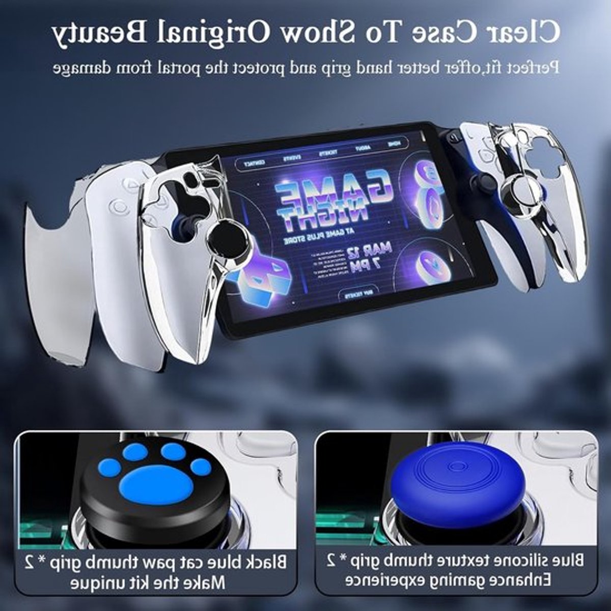 8-in-1 accessoire-set voor gaming, inclusief schermbeschermers, beschermhoes en grip voor optimale bescherming en gebruiksgemak