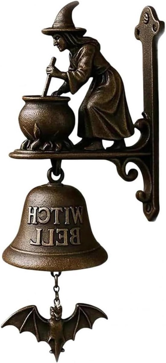 Koperen Handbel - Heksenbel Ringbel - Decoratief Accent - Luide Duidelijke Toon - 13 x 8 x 21.3 cm