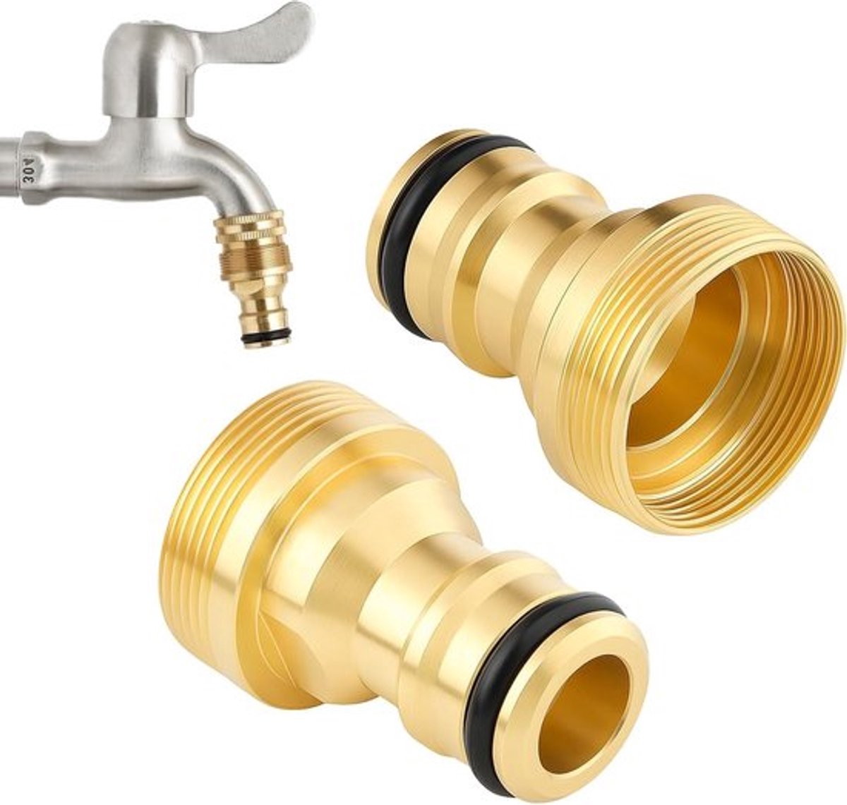 Tap Adapter voor Tuinslang - 2 Stuks, 22-24 mm, Eenvoudige Installatie op Kranen en Wastafels, Geschikt voor Tuin en Buitengebruik
