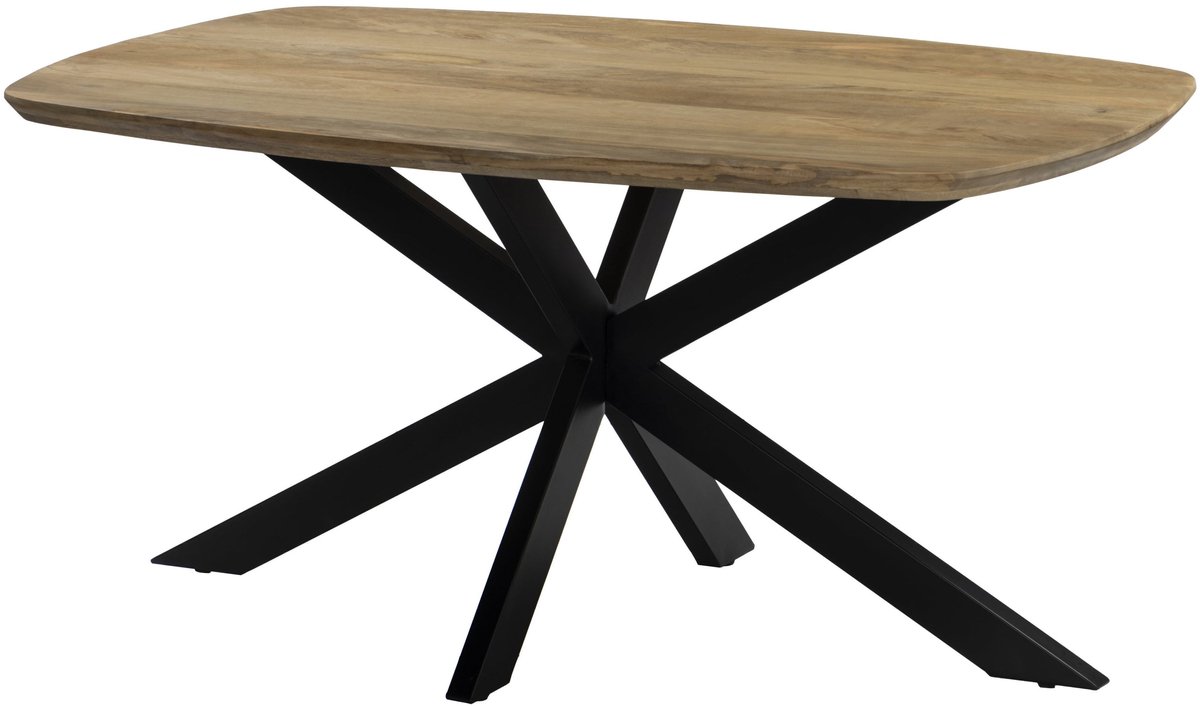 Eettafel deens ovaal mangohout 160cm Jordan lichtbruin ovale tafel duurzaam mango eetkamertafel