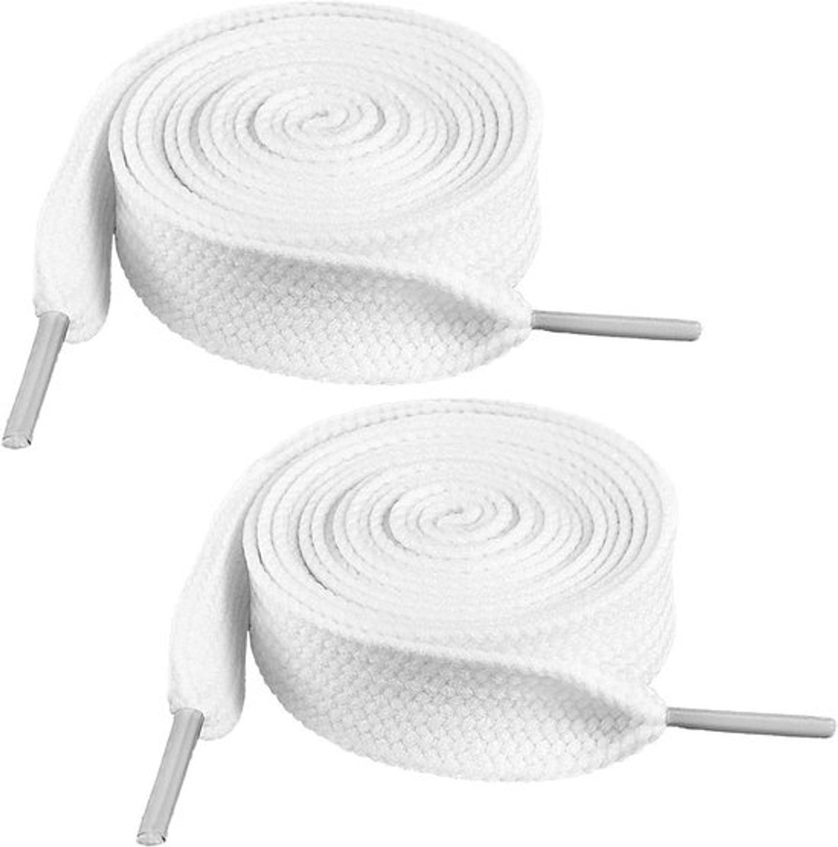 2 Paar 2cm Brede Platte Witte Veters voor Sneakers, Dikke 47 Inch Lange Schoenveters voor Wandelen en Hardlopen, Geschikt voor Volwassenen en Kinderen