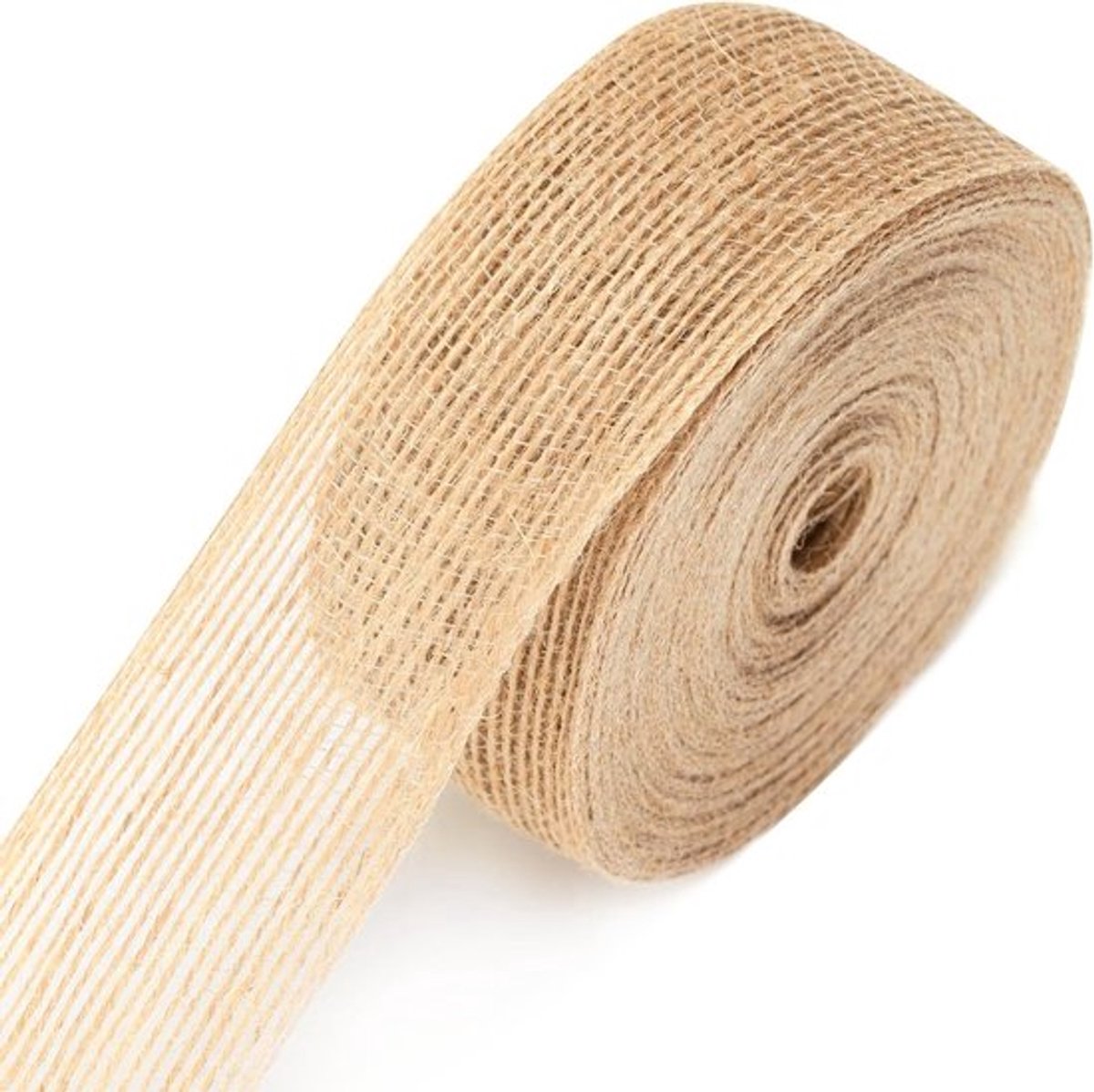 Natuurlijke Jute Lint 3.8cm x 10m, Vintage Burlap Versiering voor Cadeauverpakking, Kerstdecoraties en Bruiloften
