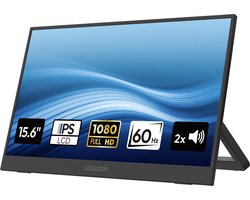 Logicom Nomad Display - Portable Monitor - Full HD - 15,6" - IPS scherm - Draagbare monitor - USB-C & Mini HDMI - Kickstand - zwart