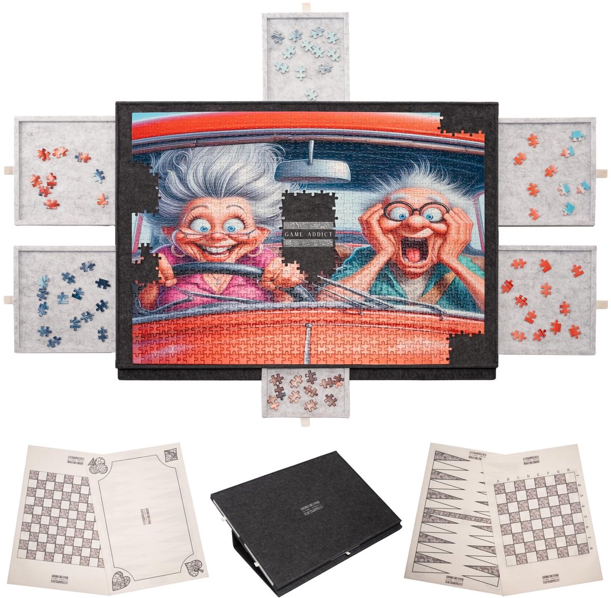 SnelShoppen - Kantelbare Puzzeltafel voor 1000 Stukjes met 6 Sorteerladen - Ideaal voor Puzzelaars, Gezellige Avonden, en Kinderen