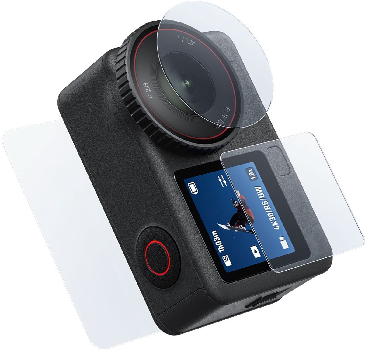 Telesin Screen Protector voor DJI Osmo Action 6 - 9H gehard glas - Set voor scherm en lens - Incl. doekjes - Transparant