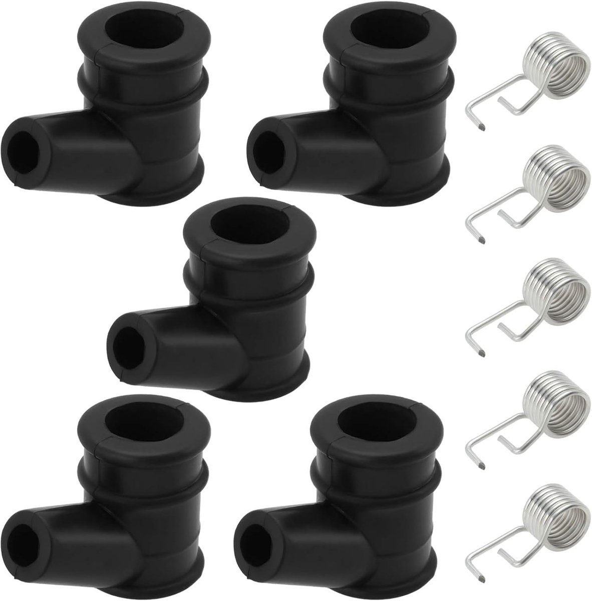 SnelShoppen - 10 Stuks Vervangende Bougiekap en Veer voor Grasmaaier, Hoge Druk Bougiekap met 5mm en 10mm Gatdiameter, Geschikt voor Bosmaaiers en Ket