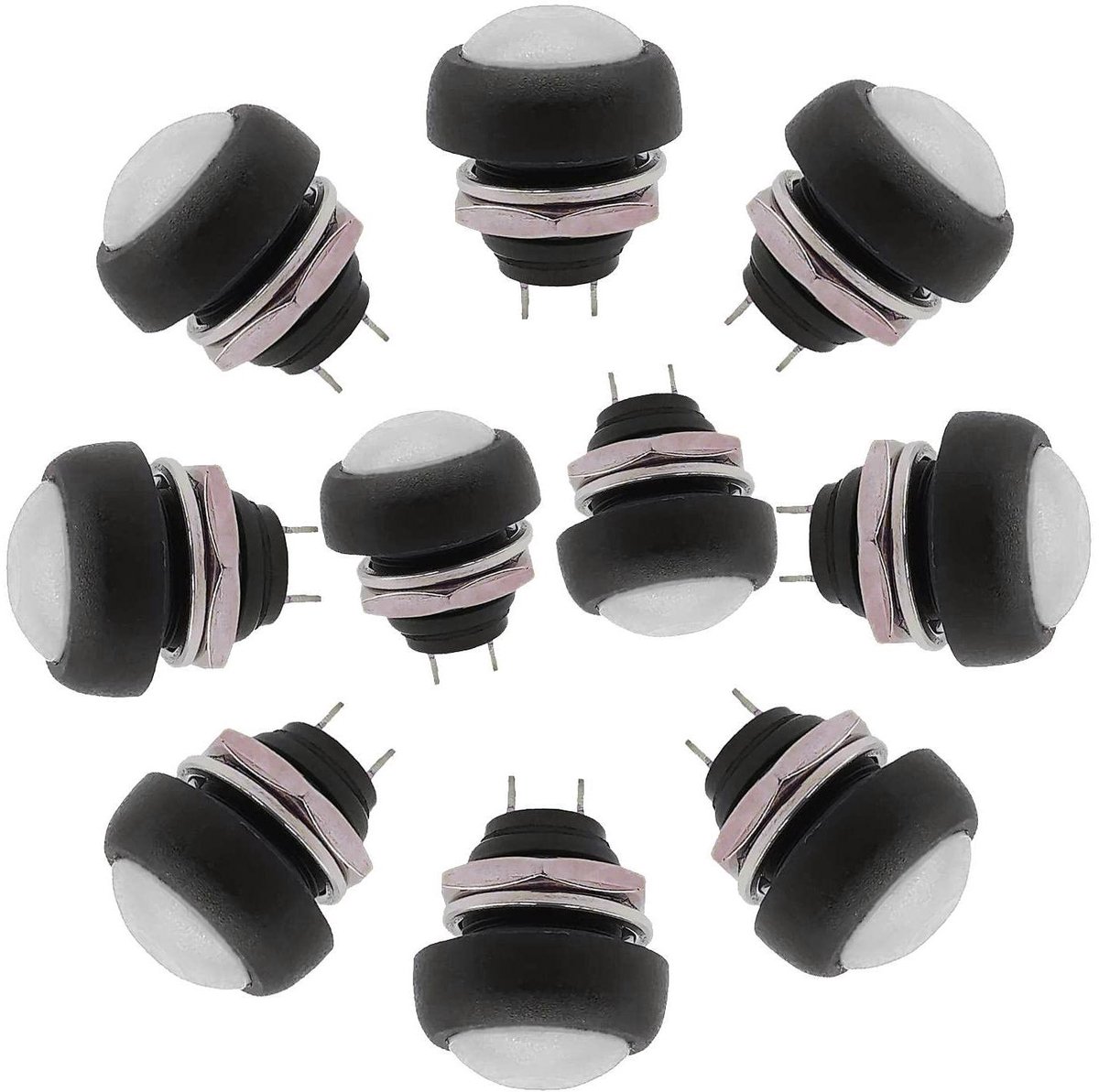 Drukknop Ronde Knop - Drukschakelaar DIY - Hobby Elektronica - Non-momentan AAN-UIT - 12 mm - Wit