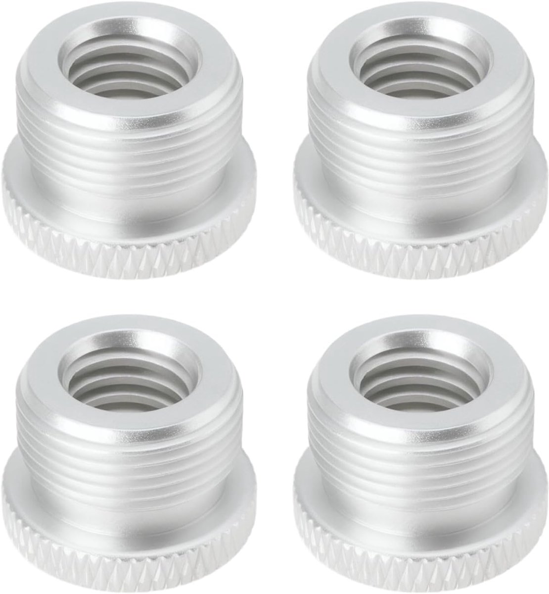 SnelShoppen - 4 Stuks 3.8" Microfoon Stand Adapter 3/8" Vrouwelijk naar 5/8" Mannelijk Aluminium Schroefadapter voor Camera Monitor Statief - Zilver