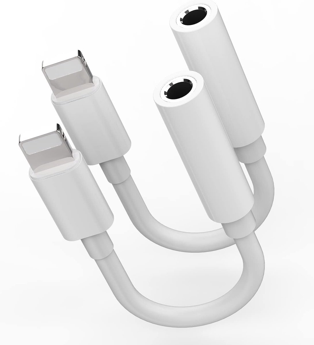 SnelShoppen - Lightning naar Jack Adapter 3.5mm (2 Stuks) voor iPhone 14 Pro Max Hoofdtelefoon Jack AUX Kabel Gecertificeerd voor Apple MFI Splitter A
