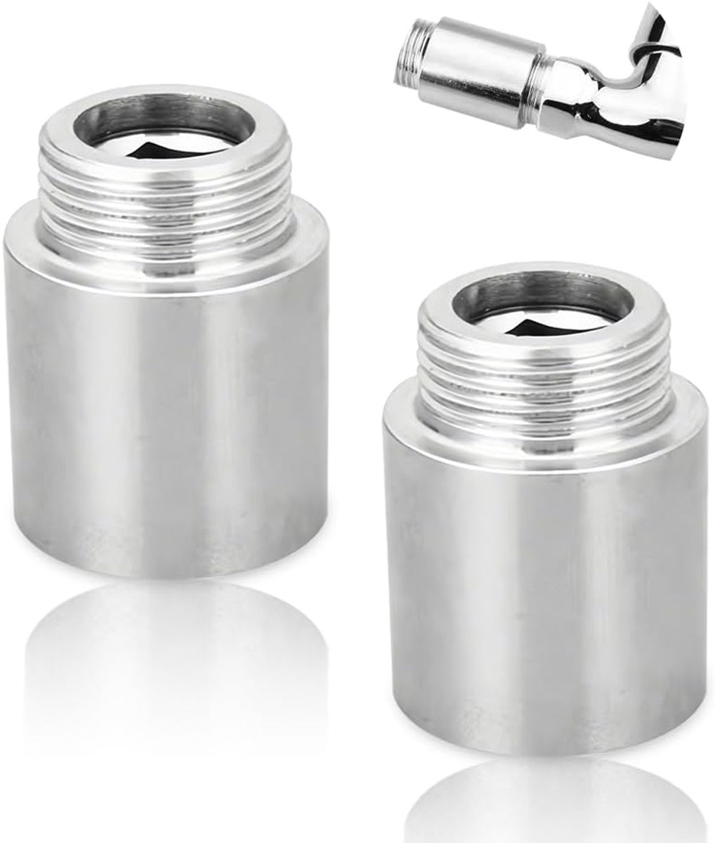SnelShoppen - Tapverlengstuk Set van 2 1/2 Inch x 30 mm RVS Verlengfitting Geschikt voor Verwarming en Installatie | 30mm Verlengstuk DN15 Draad voor