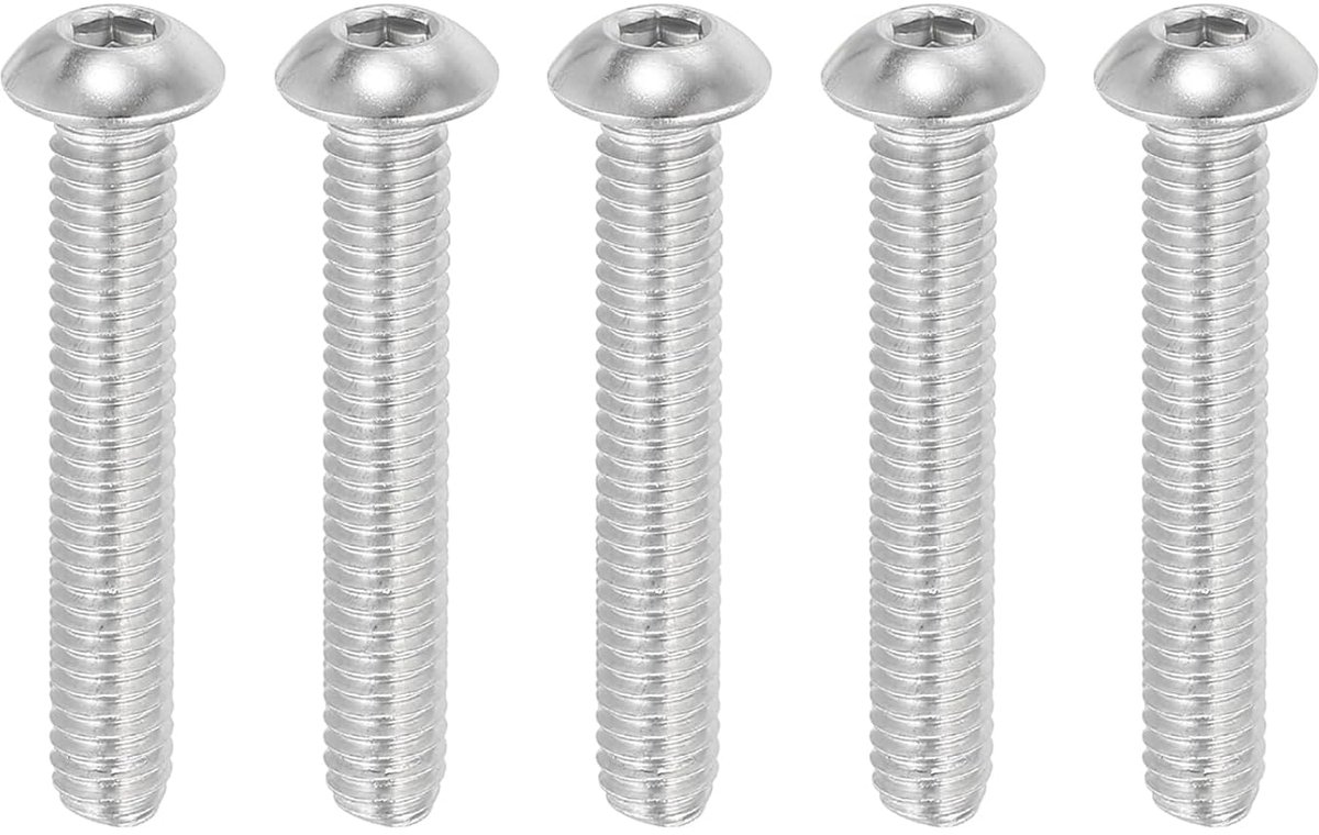 SnelShoppen - 5 Stuks RVS 304 Hexagon Socket Head Schroeven 5/16-18x2-1/2" Volledige Draad Fijn Draad UNC voor Mechanische Toepassingen