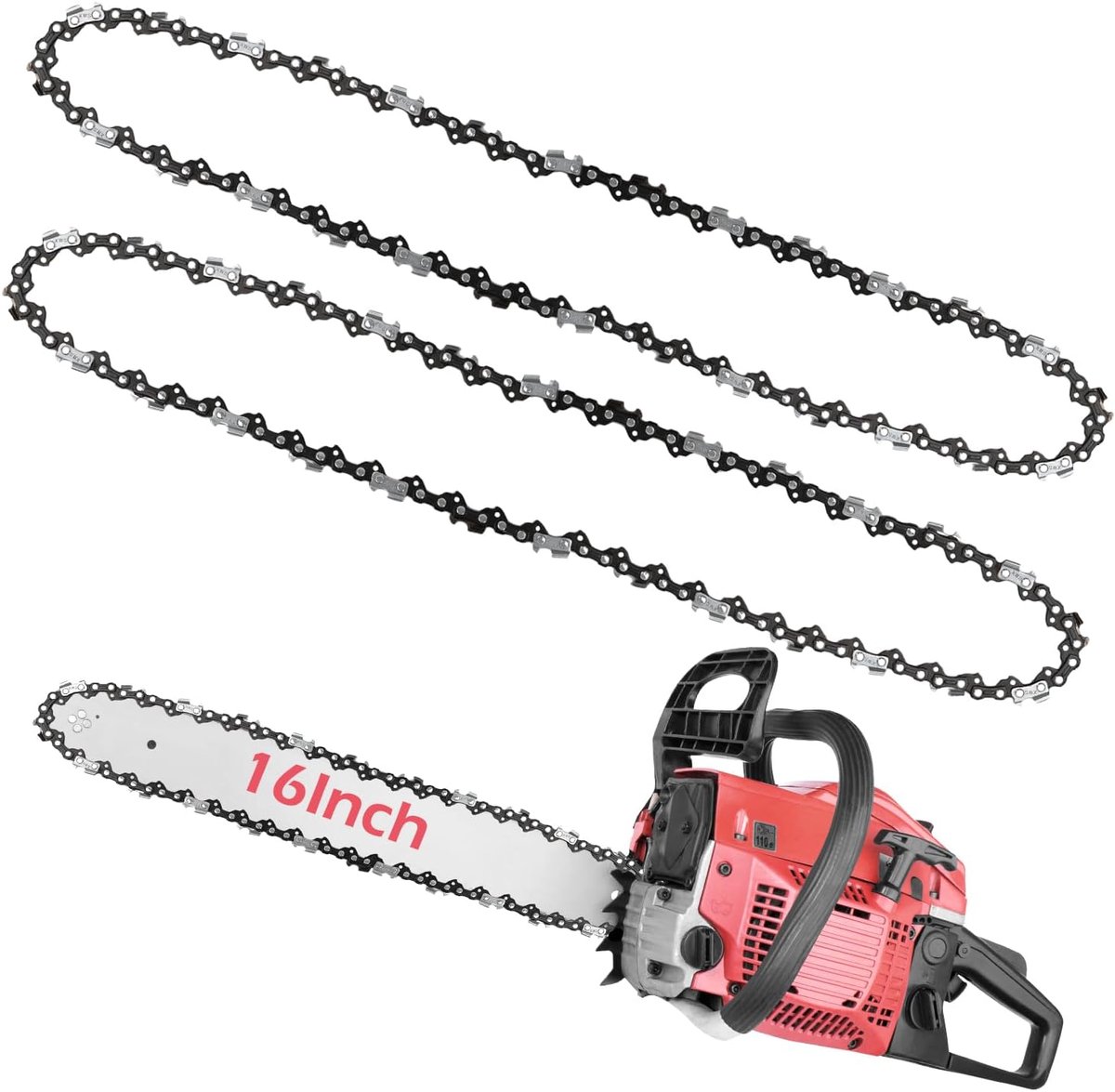 SnelShoppen - 2-Pack 16-Inch Vervangende Ketting voor Kettingzaag - 56 Aandrijflinks Geschikt voor 16-Inch Kettingzagen - Hoogwaardige Staal, Efficiën