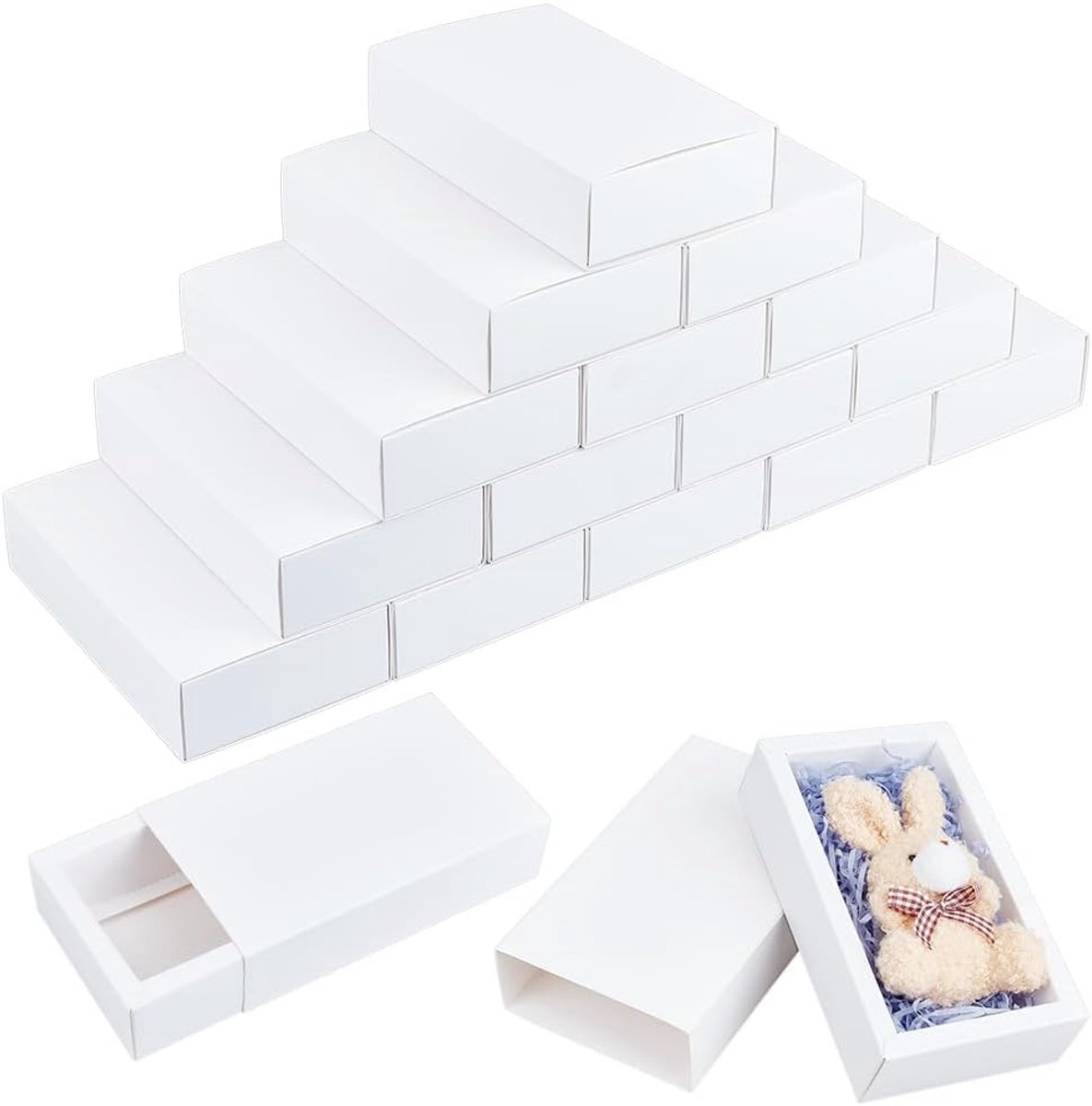SnelShoppen - 40 Pack Kraft Papier Lade Boxen 17,2x10,3x4,5cm Witte Rechthoekige Geschenkdozen voor Handgemaakte Zeep en Cosmetische Monsters