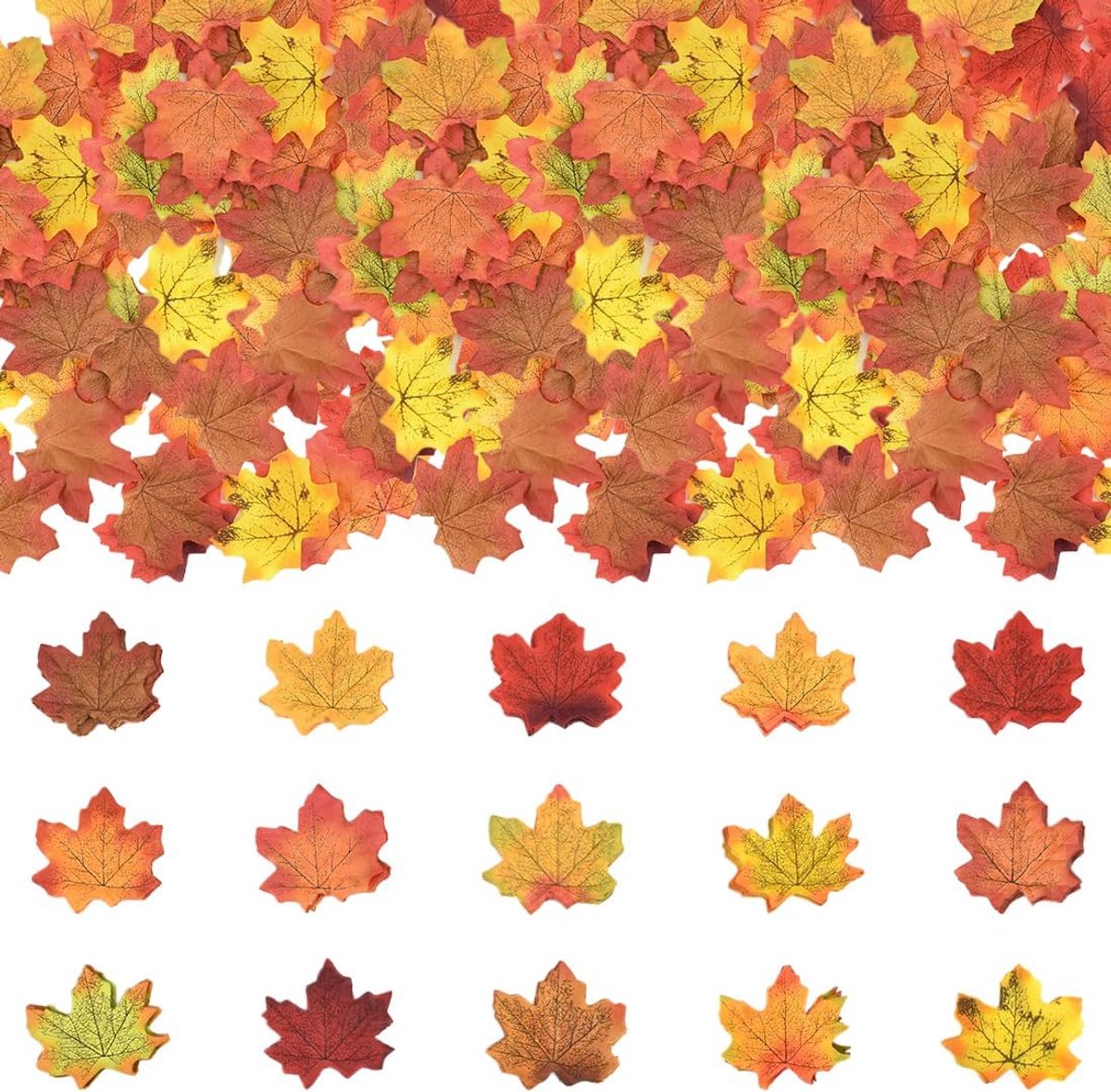 SnelShoppen - 100 Stuks Kunstmatige Herfst Esdoornbladeren Decoratie - Realistische Polyester Bladeren voor Bruiloften, Feest, Klaskamer, Herfst Decor