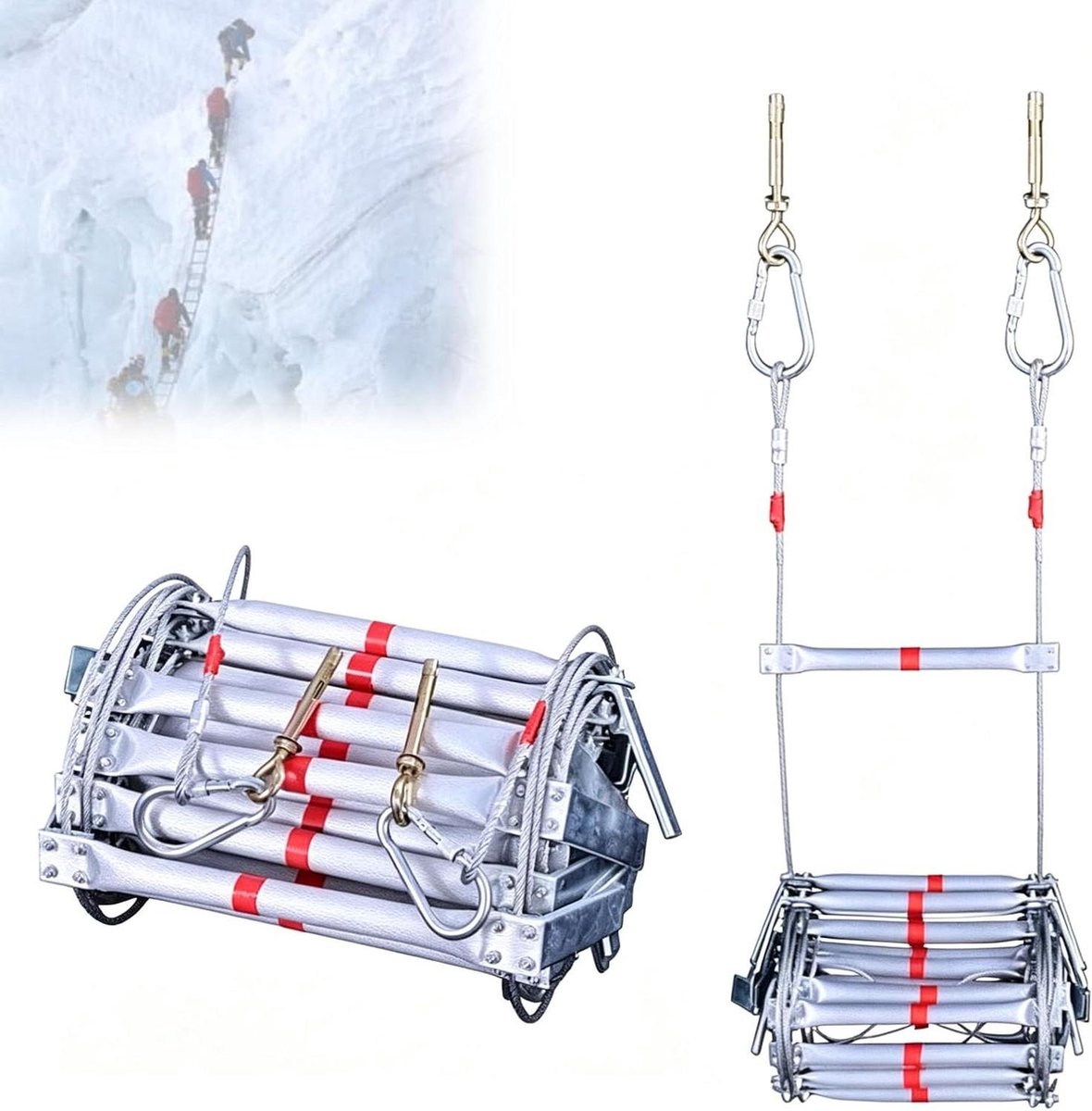 Brandtrap Stalen Draadladder - Noodladder Vlamwerend - Veilige Ontsnapping - Draagvermogen 800 KG - 5 Meter - Meerkleurig