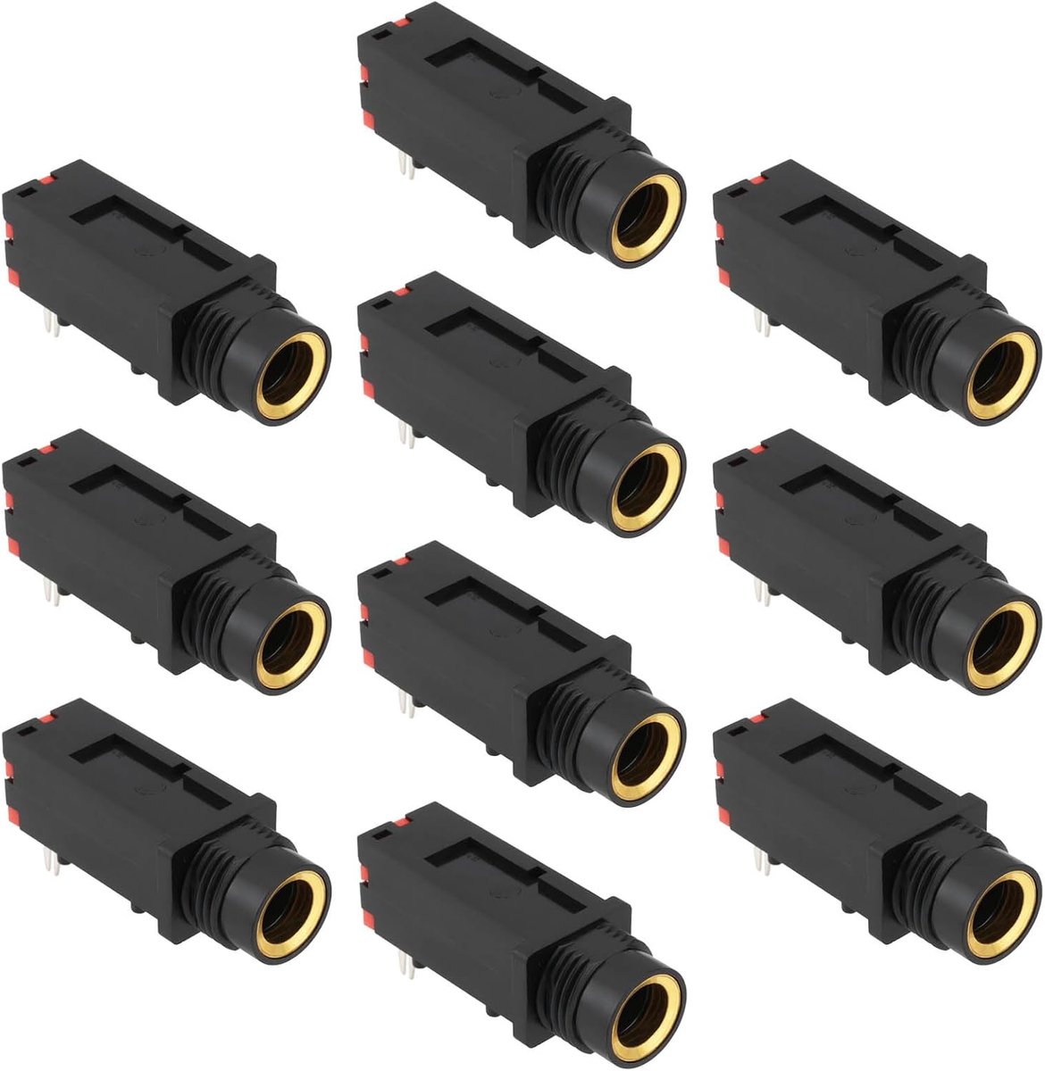 SnelShoppen - 10 Stuks Goud Geplateerde 6.35mm 3 Pin Socket Hoofdtelefoon Stereo Jack Vervangingsonderdeel 1/4" Hoofdtelefoon Stereo Jack Audio Stereo