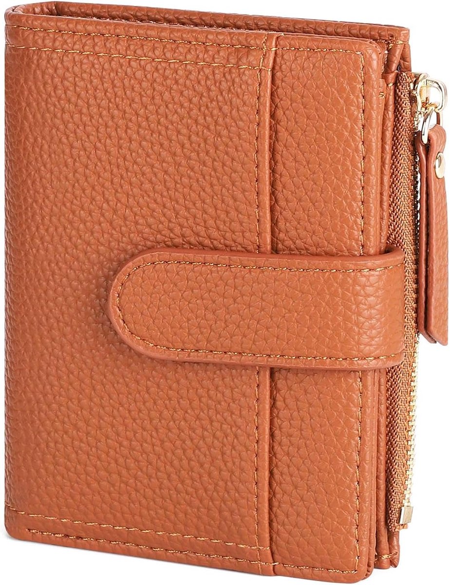 SnelShoppen - Dames Portemonnee Klein met Rits Muntzak en Creditcard Slots, Bruin Multifunctioneel, Compact, Ideaal voor Dagelijks Gebruik
