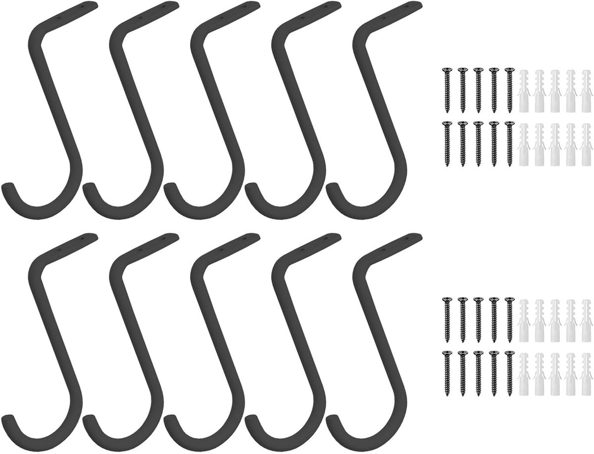 SnelShoppen - 10 Stuks Kastensteun voor Stang met Schroeven, 1 Inch Zware Metalen Wandbeugel voor Kledingopslag, Hanger, Plank (Zwart)