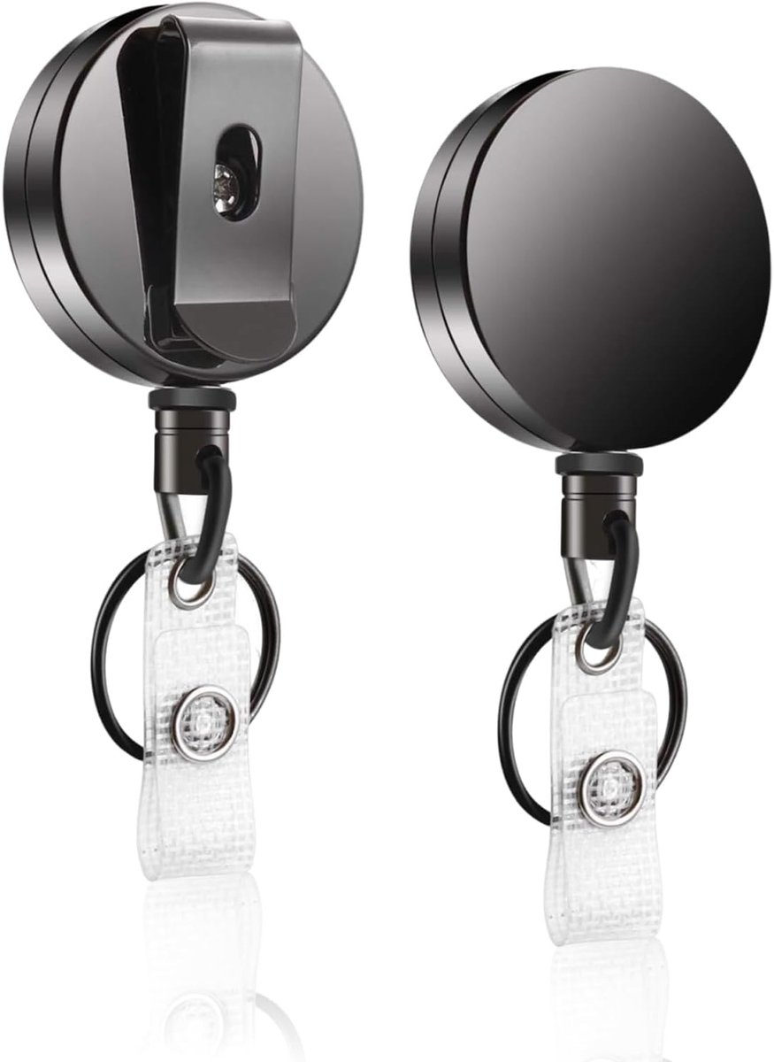 2 Pcs Pull-Out Key Chains, ID Card Holder, Pull-Out Metal Retractable Key Chain with Stainless Steel Spring Spool, 68 - ShopVlot