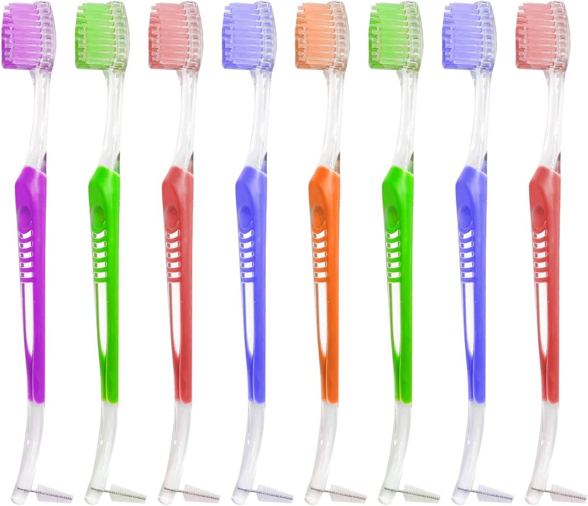 SnelShoppen - 8x Orthodontische Tandenborstels met Dubbelzijdige V-vormige Borstelkop, Zachte Borstels, Ideaal voor Orthodontie en Interdentale Reinig