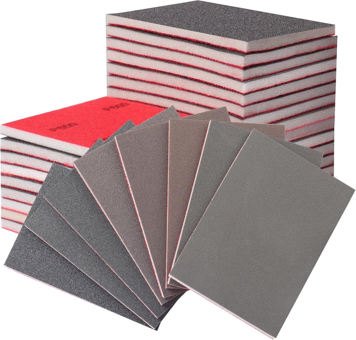SnelShoppen - 24 Stuks Schuur Sponsen Set, 180/320/400/600/800/1000/2000/3000, Washable en Herbruikbaar, Schuurpapier Set voor Metaal, Hout en Muur, D