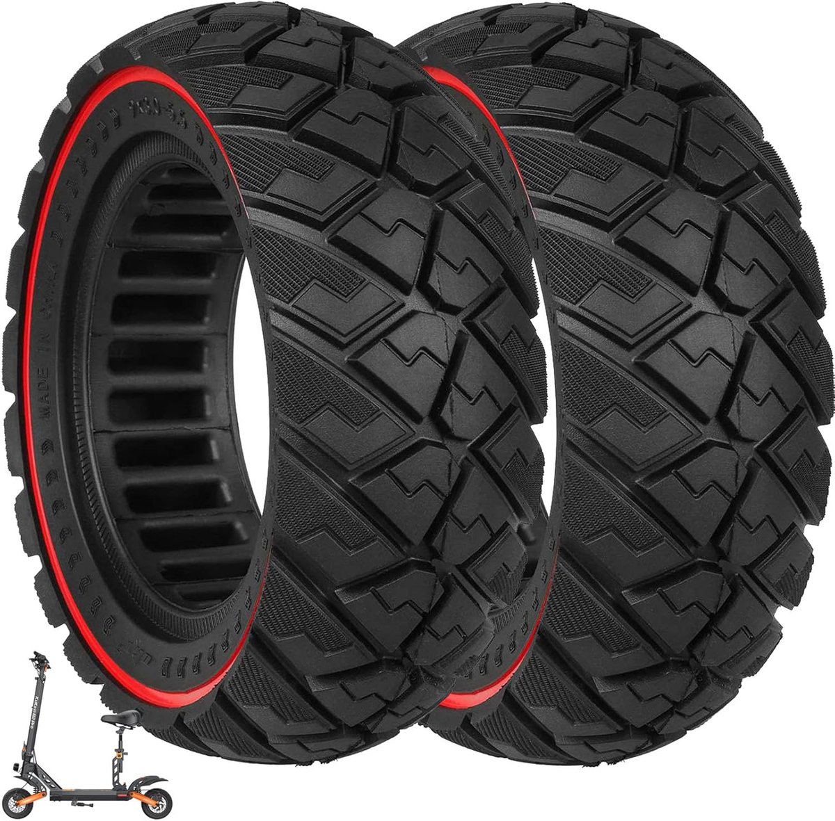 SnelShoppen - Robuuste Vervangende Banden voor Elektrische Scooter 9 x 3-5.5 cm - Non-Slip, Lekvrij, Rood - Geschikt voor Off-Road Gebruik - Pack van