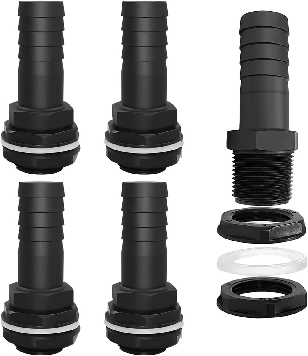 Pack of 4 Rain Barrel Feed 2.5 cm, Tank Grommet 2.5 cm, PVC Hose Connector 25 mm, 25 mm Hose Connector, PVC Hose Tube - ShopVlot