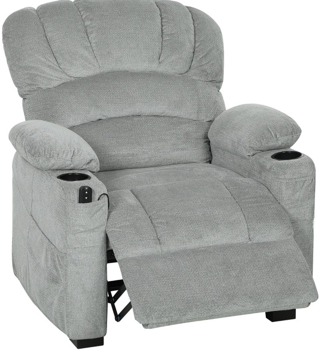 FloraGrace Relaxfauteuil - Elektrisch Verstelbare Relaxstoel Met 2 Geheugenstanden - Met Bekerhouders, Zijvakken En USB-Aansluiting - Voor Woonkamer En Ontspanning - Polyester - Grijs