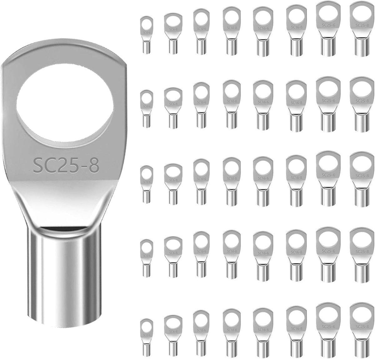SC Lugs Set 40pcs - Getinte koperen ringterminals - Hoge geleidbaarheid - Betrouwbare elektrische verbindingen - SnelShoppen