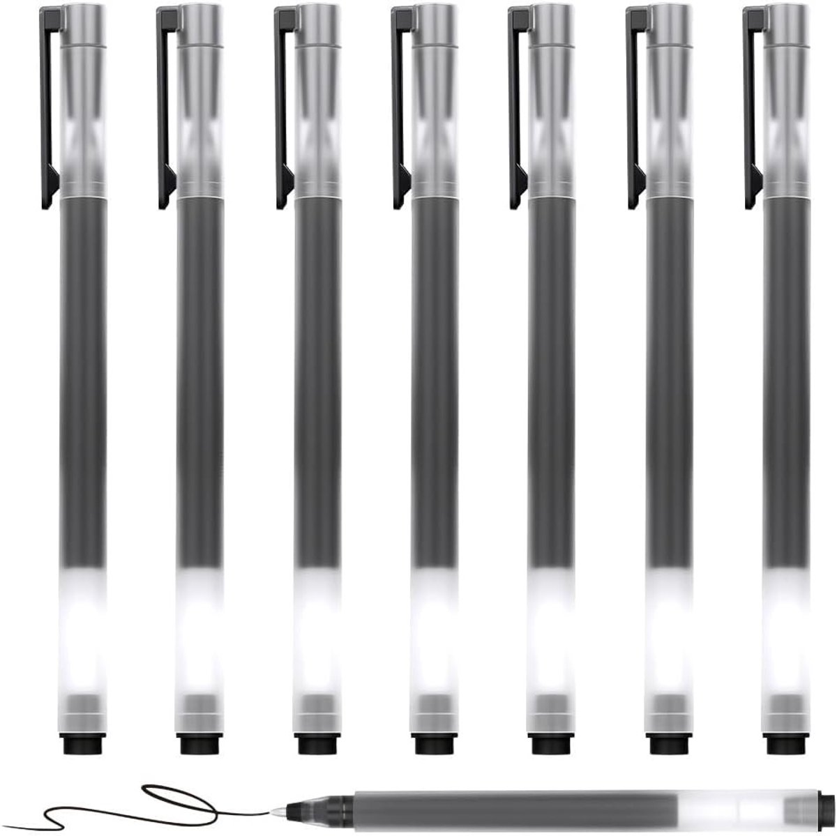 Set van 8 Gelpennen met 0.5mm Zwarte Inkt, Fijne Punt voor Vlot Schrijven, Sneldrogende Balpen voor Notities en Schetsen, Ideaal voor School en Kantoor