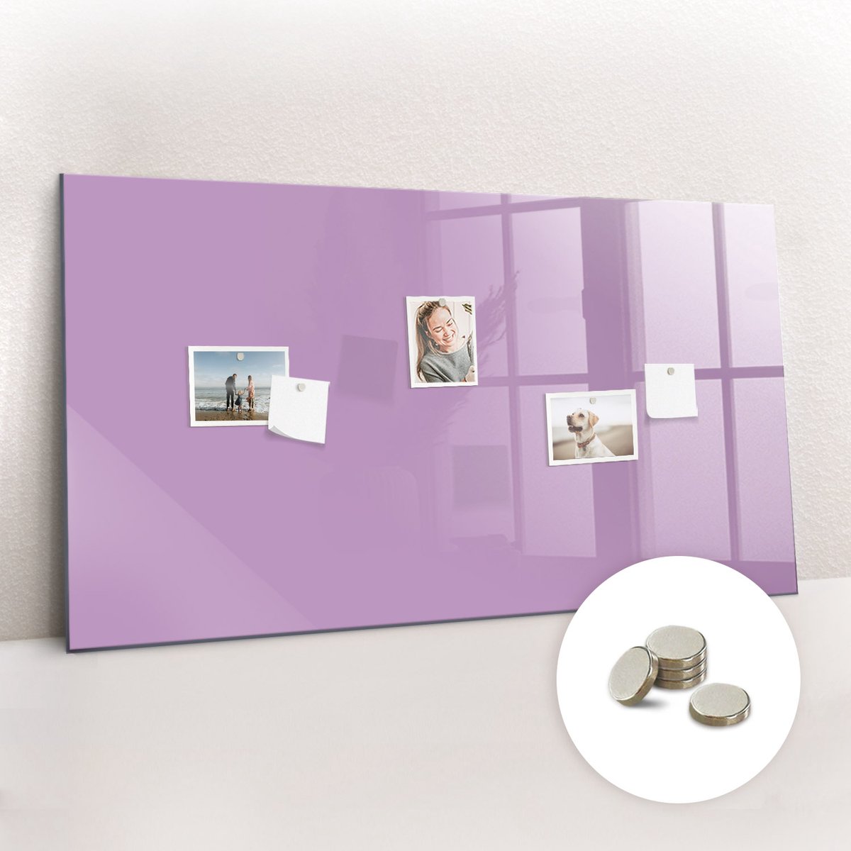 Tulup Glassboard - Lila kleur Magneetbord - 120 cm x 60 cm - Magneetbord Rechthoekig - Interieur Accessoires Kantoor - Magneetbord Design Lila - Inclusief Gratis Magneten - Magnetic Board - Magnetisch Bord