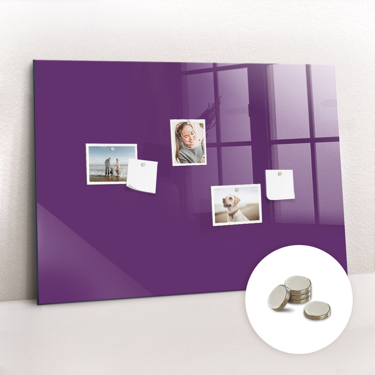 Tulup Glassboard - Violet Magneetbord - 100 cm x 70 cm - Magneetbord Rechthoekig - Interieur Accessoires Kantoor - Magneetbord Design Paars - Inclusief Gratis Magneten - Magnetic Board - Magnetisch Bord
