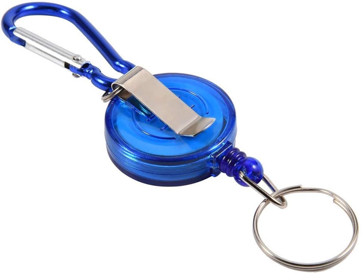 SnelShoppen - 3 Stuks Sleutelhanger met Reel voor Vliegvissen, Stevige Uittrekbare Sleutelhouder met Splitring, Stalen Koord, Duurzaam en Elegant Ontw