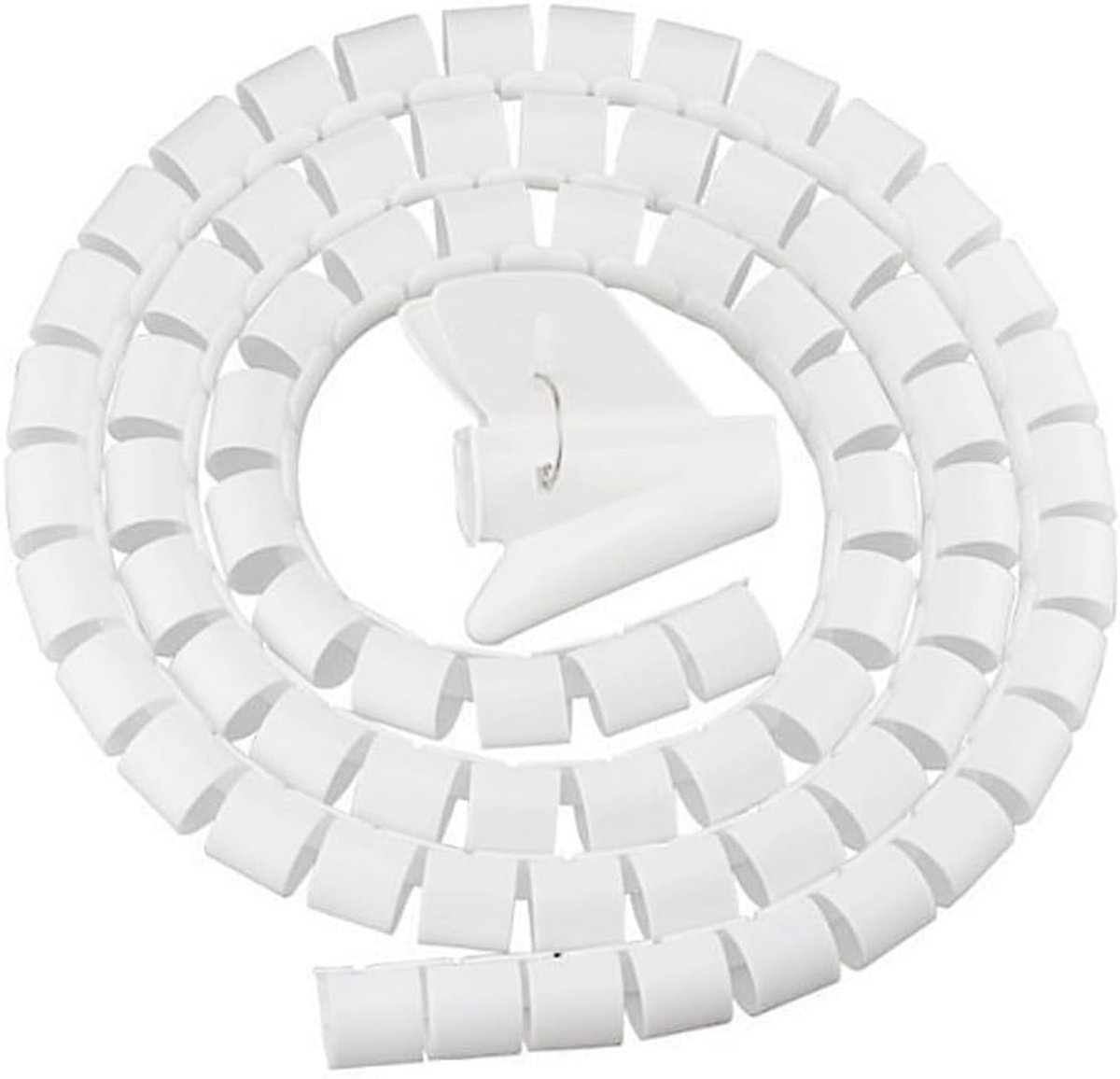 SnelShoppen - 2.5cm x 1.5m Flexibele Kabel Spiral Hose, Kabel Organizer, Kleur Wit, Ideaal voor Kabelbeheer in Huis, Kantoor en Tuin