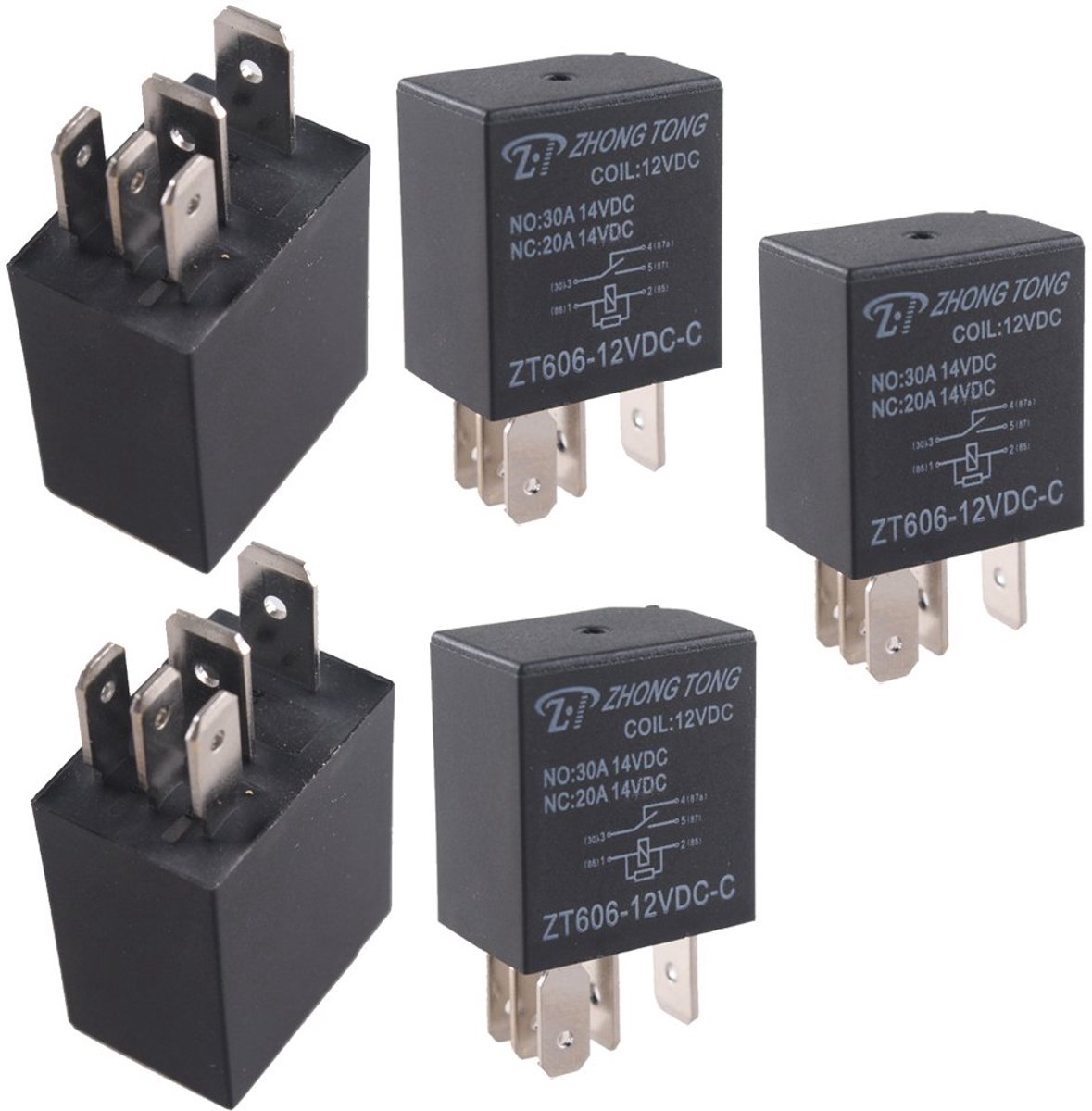 SPDT relais 12V 30A - 5-polig - stevige constructie - ideaal voor voertuigen - SnelShoppen