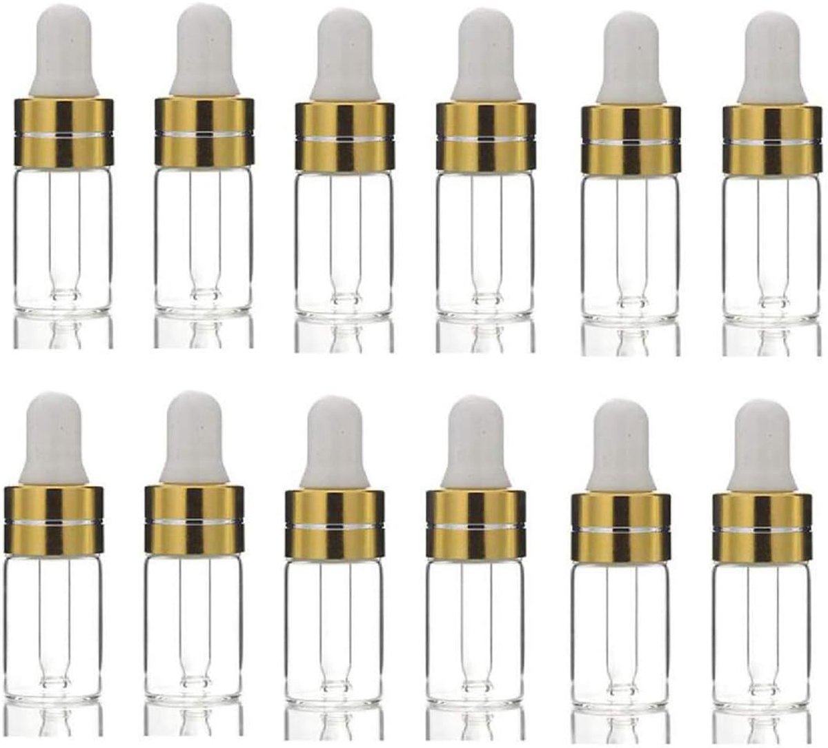 Pack van 12 Druppelflesjes 2ml Glasflesjes voor Etherische Oliën