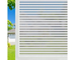 Raamfolie Gestreepte Matte - Privacyfolie Glas - Privacy Creëren - Statisch Hechtend Herbruikbaar - 30 x 120 cm - Medium Streep