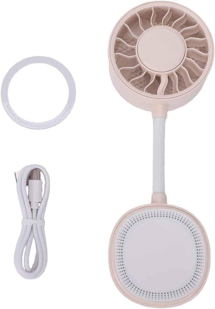 Draagbare Ventilator - Persoonlijke Koeler - Persoonlijke Koeling - Met IJspad - 21x7.4x2.5 cm - Beige