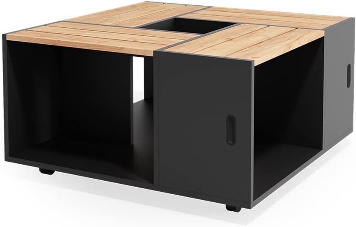 Salontafel Anton - Koffietafel met Opbergruimte - Woonkamer Inrichten - Fruitkist Design - 80 x 80 x 43 cm