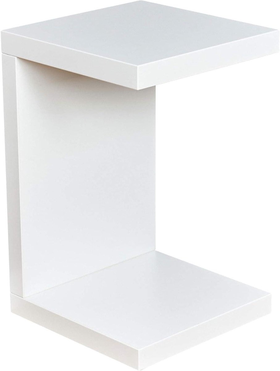 Bijzettafel Coco - Salontafel Hout - Woonkamer Decoratie - Vast Verlijmd Geen Montage - 32x32x50cm - Wit